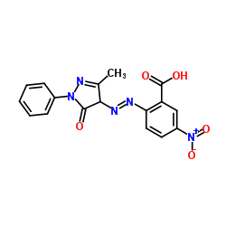 2-[(E)-(3-Methyl-5-oxo-1-phenyl-4,5-dihydro-1H-pyrazol-4-yl)diazenyl]-5-nitrobenzoic acid结构式