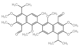 [2,2'-Binaphthalene]-8,8'-dicarboxaldehyde,1,1',6,6',7,7'-hexamethoxy-3,3'-dimethyl-5,5'-bis(1-methylethyl)-结构式