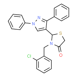 3-(2-chlorobenzyl)-2-(1,3-diphenyl-1H-pyrazol-4-yl)-1,3-thiazolidin-4-one结构式