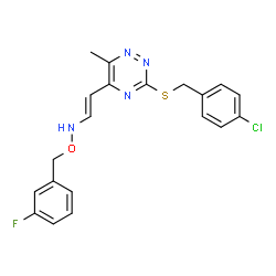 3-[(4-CHLOROBENZYL)SULFANYL]-5-(2-([(3-FLUOROBENZYL)OXY]AMINO)VINYL)-6-METHYL-1,2,4-TRIAZINE结构式