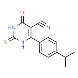 4-oxo-6-[4-(propan-2-yl)phenyl]-2-sulfanylidene-1,2,3,4-tetrahydropyrimidine-5-carbonitrile structure