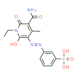 [3-[[5-(aminocarbonyl)-1-ethyl-1,6-dihydro-2-hydroxy-4-methyl-6-oxopyridin-3-yl]azo]phenyl]phosphonic acid Structure