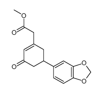 (5-benzo[1,3]dioxol-5-yl-3-oxo-cyclohex-1-enyl)-acetic acid methyl ester结构式