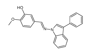 2-methoxy-5-[(3-phenylindol-1-yl)iminomethyl]phenol Structure