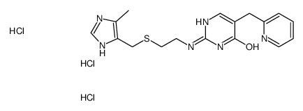 2-[2-[(5-methyl-1H-imidazol-4-yl)methylsulfanyl]ethylamino]-5-(pyridin-2-ylmethyl)-1H-pyrimidin-6-one,trihydrochloride Structure