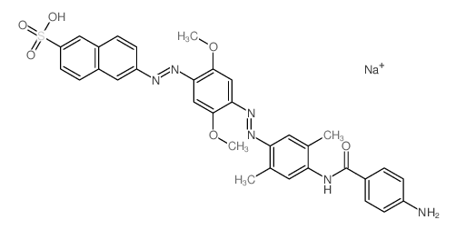 6-[4-[4-[(4-aminobenzoyl)amino]-2,5-dimethyl-phenyl]diazenyl-2,5-dimethoxy-phenyl]diazenylnaphthalene-2-sulfonic acid结构式