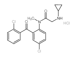 N-[4-chloro-2-(2-chlorobenzoyl)phenyl]-2-(cyclopropylamino)-N-methyl-a cetamide hydrochloride picture