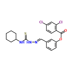 3-{(E)-[(Cyclohexylcarbamothioyl)hydrazono]methyl}phenyl 2,4-dichlorobenzoate Structure