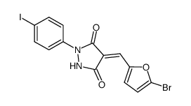 (4E)-4-[(5-bromo-2-furyl)methylene]-1-(4-iodophenyl)pyrazolidine-3,5-dione Structure