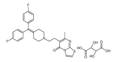 6-[2-[4-[bis(4-fluorophenyl)methylidene]piperidin-1-yl]ethyl]-7-methyl-[1,3]thiazolo[3,2-a]pyrimidin-5-one,(2R,3R)-2,3-dihydroxybutanedioic acid结构式