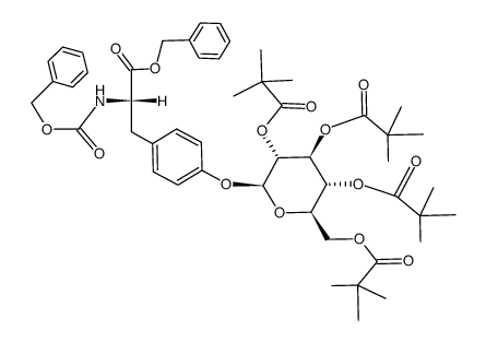 N-Benzyloxycarbonyl-O-(2,3,4,6-tetra-O-pivaloyl-β-D-glucopyranosyl)-L-tyrosin-benzylester结构式