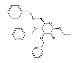 ethyl 3,4,6-tri-O-benzyl-2-deoxy-2-fluoro-β-D-thioglucopyranoside结构式