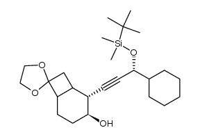 (2R,3S)-2-((R)-3-((tert-butyldimethylsilyl)oxy)-3-cyclohexylprop-1-yn-1-yl)spiro[bicyclo[4.2.0]octane-7,2'-[1,3]dioxolan]-3-ol结构式