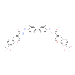 3,3'-Dichloro-4,4'-bis[3-hydroxy-2-(4-sulfoanilino)-2-butenoylazo]biphenyl结构式