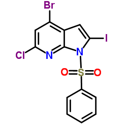 4-Bromo-6-chloro-2-iodo-1-(phenylsulfonyl)-1H-pyrrolo[2,3-b]pyridine Structure