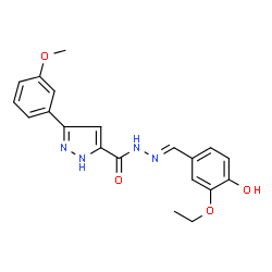 N'-(3-ethoxy-4-hydroxybenzylidene)-3-(3-methoxyphenyl)-1H-pyrazole-5-carbohydrazide Structure