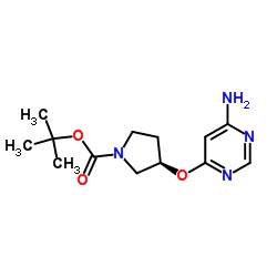 (R)-3-(6-Amino-pyrimidin-4-yloxy)-pyrrolidine-1-carboxylic acid tert-butyl ester Structure