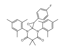 2-(4-fluorophenyl)-4,8-dimesityl-6,6-dimethyl-1-oxa-4,8-diazaspiro[2.5]octane-5,7-dione结构式