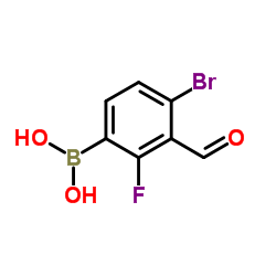 (4-Bromo-2-fluoro-3-formylphenyl)boronic acid结构式