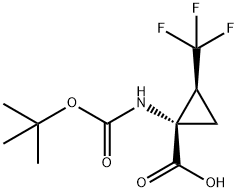 (1S,2S)-1-{[(叔丁氧基)羰基]氨基} -2-(三氟甲基)环丙烷-1-羧酸结构式