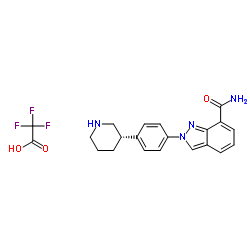 2-{4-[(3S)-3-Piperidinyl]phenyl}-2H-indazole-7-carboxamide trifluoroacetate (1:1) Structure
