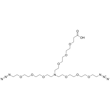 N-(acid-PEG3)-N-bis(PEG3-azide)结构式