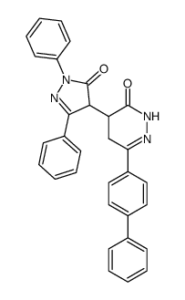 6-Biphenyl-4-yl-4-(5-oxo-1,3-diphenyl-4,5-dihydro-1H-pyrazol-4-yl)-4,5-dihydro-2H-pyridazin-3-one结构式