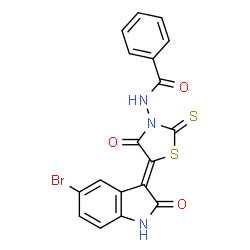 (Z)-N-(5-(5-bromo-2-oxoindolin-3-ylidene)-4-oxo-2-thioxothiazolidin-3-yl)benzamide结构式