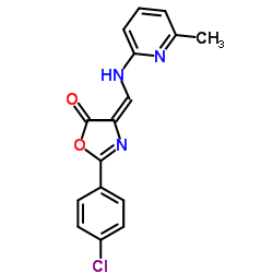 (4E)-2-(4-Chlorophenyl)-4-{[(6-methyl-2-pyridinyl)amino]methylene}-1,3-oxazol-5(4H)-one Structure