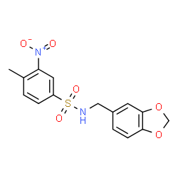 N-(benzo[d][1,3]dioxol-5-ylmethyl)-4-methyl-3-nitrobenzenesulfonamide结构式