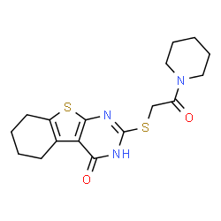 2-((2-oxo-2-(piperidin-1-yl)ethyl)thio)-5,6,7,8-tetrahydrobenzo[4,5]thieno[2,3-d]pyrimidin-4(3H)-one结构式