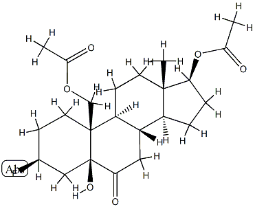 17β,19-Bis(acetyloxy)-3β-fluoro-5-hydroxy-5β-androstan-6-one structure