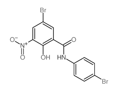 5-bromo-N-(4-bromophenyl)-2-hydroxy-3-nitro-benzamide structure