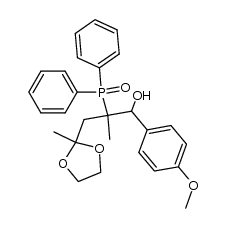 4-diphenylphosphinoyl-5-hydroxy-4-methyl-5-p-methoxyphenylpentan-2-one ethylene acetal Structure