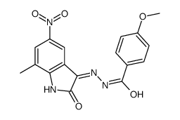 4-methoxy-N'-(7-methyl-5-nitro-2-oxoindol-3-yl)benzohydrazide结构式