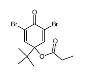 Propionic acid 3,5-dibromo-1-tert-butyl-4-oxo-cyclohexa-2,5-dienyl ester Structure