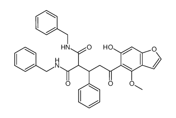 N,N'-Dibenzyl-2-[3-(6-hydroxy-4-methoxy-benzofuran-5-yl)-3-oxo-1-phenyl-propyl]-malonamide结构式