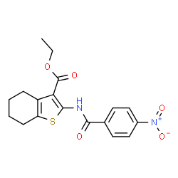 ETHYL 2-((4-NITROPHENYL)CARBONYLAMINO)-4,5,6,7-TETRAHYDROBENZO[B]THIOPHENE-3-CARBOXYLATE结构式