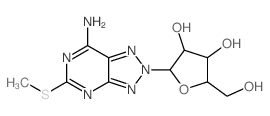 2-(5-amino-3-methylsulfanyl-2,4,7,8,9-pentazabicyclo[4.3.0]nona-2,4,6,9-tetraen-8-yl)-5-(hydroxymethyl)oxolane-3,4-diol结构式