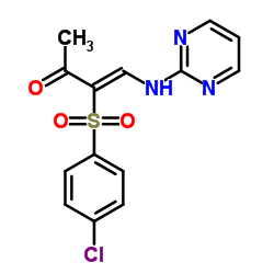 (3Z)-3-[(4-Chlorophenyl)sulfonyl]-4-(2-pyrimidinylamino)-3-buten-2-one Structure