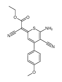 [6-Amino-5-cyano-4-(4-methoxy-phenyl)-thiopyran-(2E)-ylidene]-cyano-acetic acid ethyl ester结构式