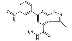 1H-Pyrazolo[3,4-b]pyridine-4-carboxylic acid, 1,3-dimethyl-6-(3-nitrophenyl)-, hydrazide Structure