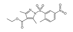 1H-Pyrazole-4-carboxylic acid, 3,5-dimethyl-1-[(2-methyl-5-nitrophenyl)sulfonyl]-, ethyl ester结构式