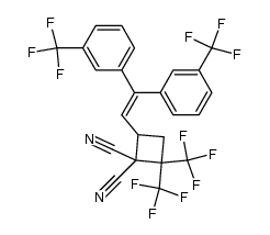 4-(2,2-bis(3-(trifluoromethyl)phenyl)vinyl)-2,2-bis(trifluoromethyl)cyclobutane-1,1-dicarbonitrile Structure