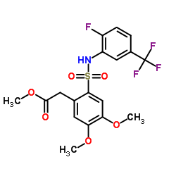 Methyl (2-{[2-fluoro-5-(trifluoromethyl)phenyl]sulfamoyl}-4,5-dimethoxyphenyl)acetate结构式