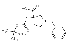 1-benzyl-3-(tert-butoxycarbonylamino)pyrrolidine-3-carboxylic acid structure