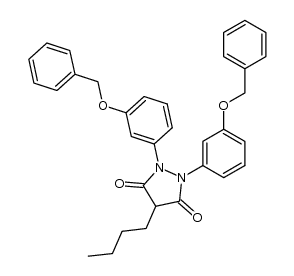 1,2-bis-(3-benzyloxy-phenyl)-4-butyl-pyrazolidine-3,5-dione结构式