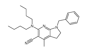 1-benzyl-4-methyl-5-cyano-6-(di-n-butylamino)-7-azaindoline结构式