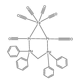 μ-bis(diphenylphosphino)methane-2:3κ(2)P,P'-hexacarbonyl-1κ(4)C,2κ(1)C,3κ(1)C-triangulo-irondiplatinum Structure