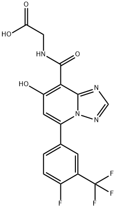 {[5-(4-fluoro-3-trifluoromethylphenyl)-7-hydroxy[1,2,4]triazolo[1,5-a]pyridine-8-carbonyl]amino}acetic acid结构式
